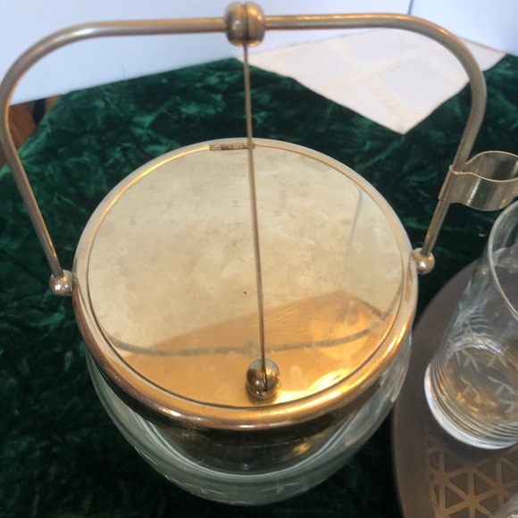 Vintage Libbey Bamboo Etched Ice Bucket and Matching Aperitif Glasses - Picture 4 of 9